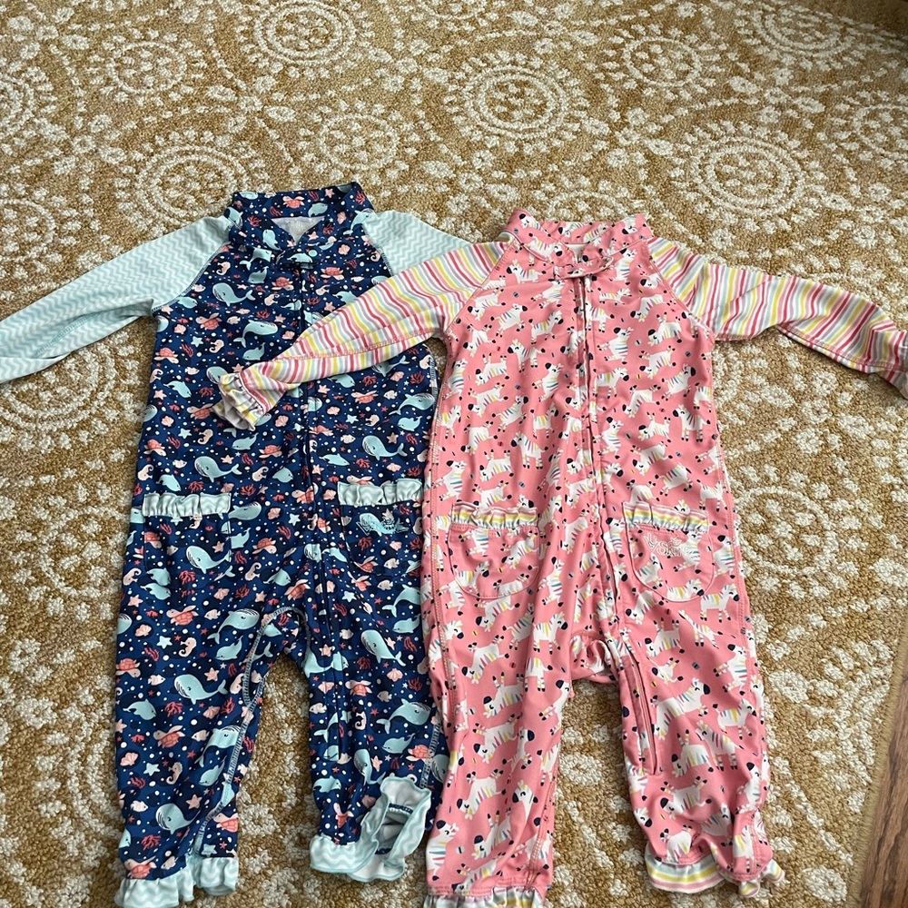 2 UV Skinz Girls Swimsuits 3t